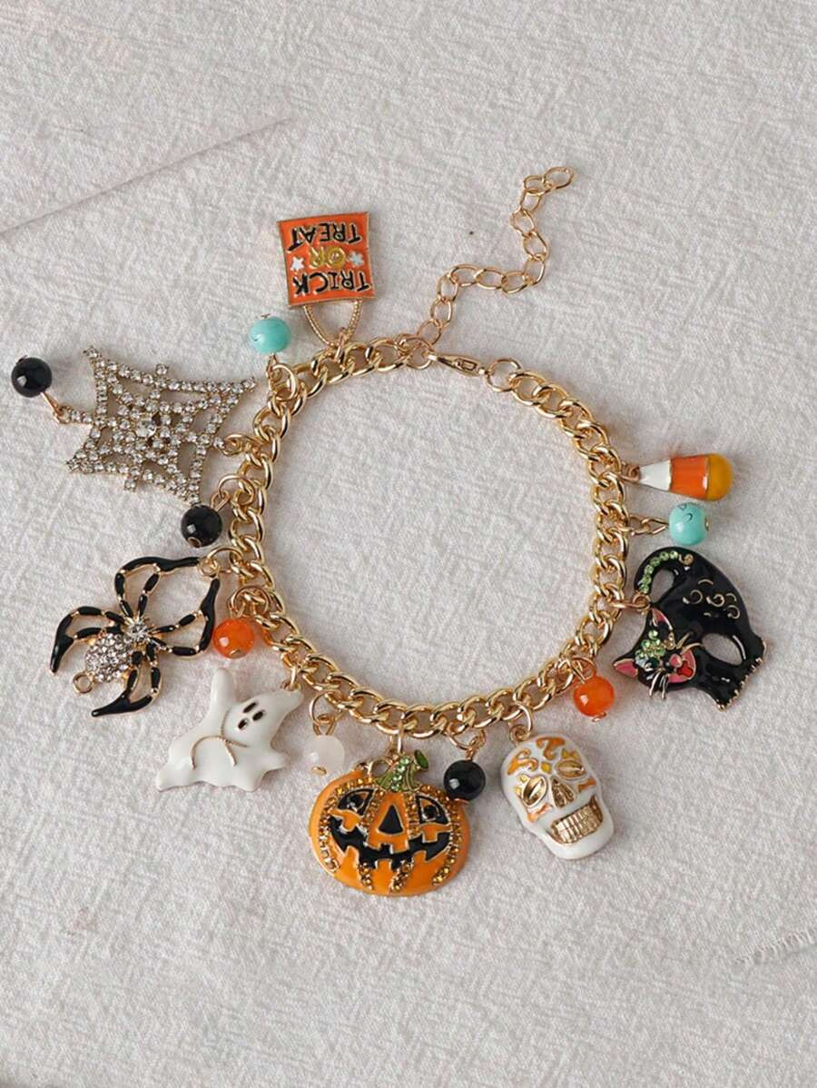 1pc Halloween Pumpkin, Ghost, Spider Combo Horror Bracelet | SHEIN