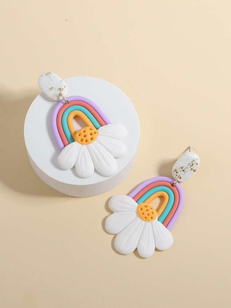 Rainbow & Flower Drop Earrings | SHEIN