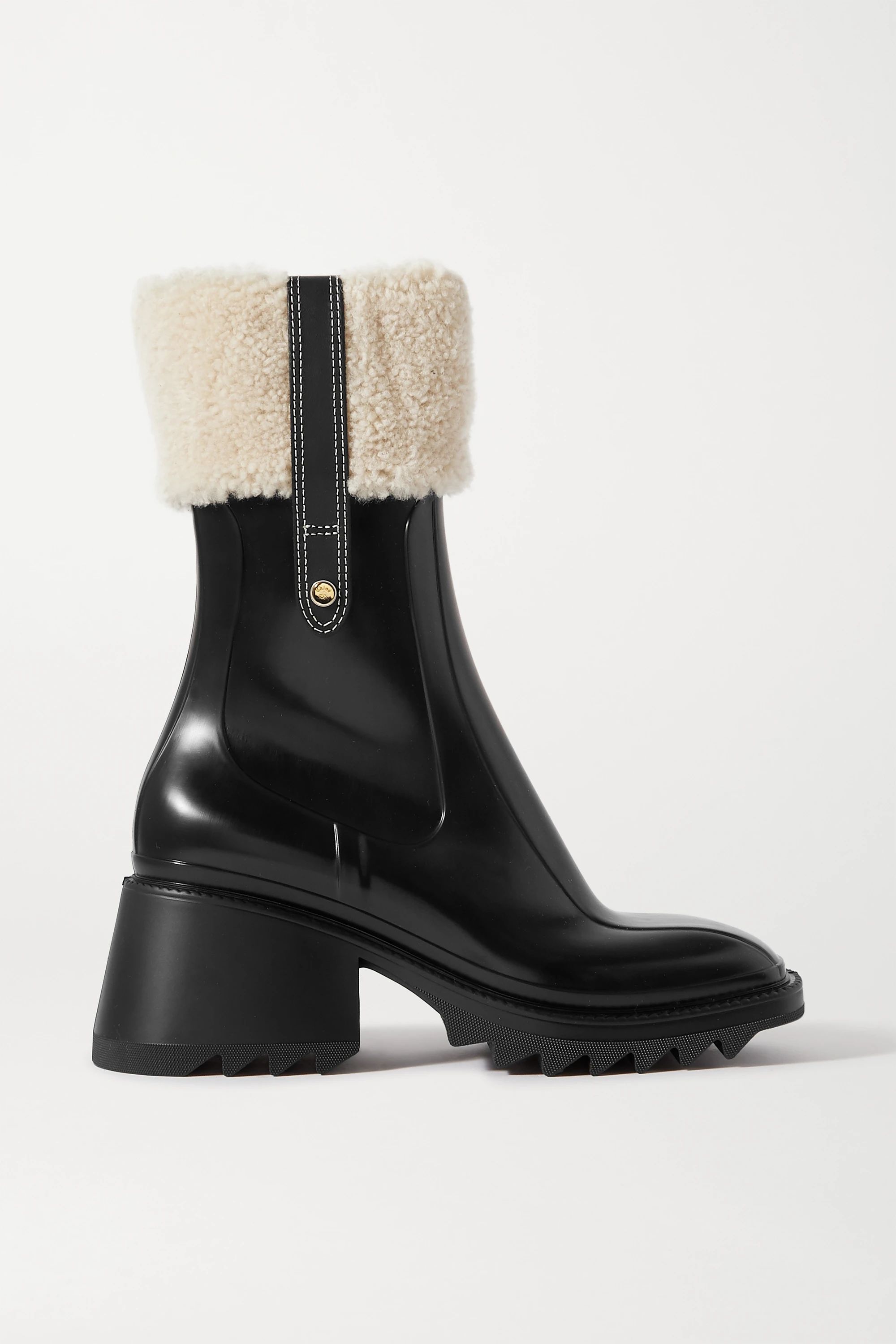 Betty shearling and leather-trimmed rubber ankle boots | NET-A-PORTER (UK & EU)