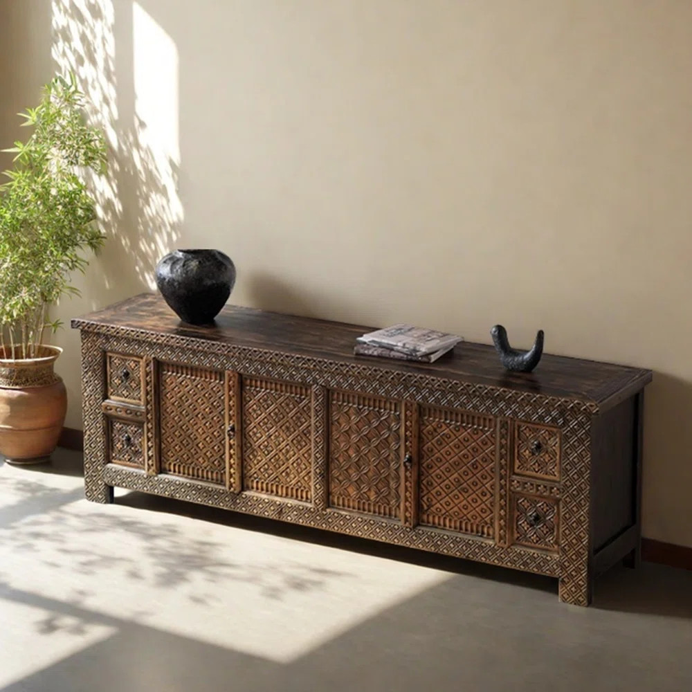 Carved medieval style design TV cabinet | Wayfair North America