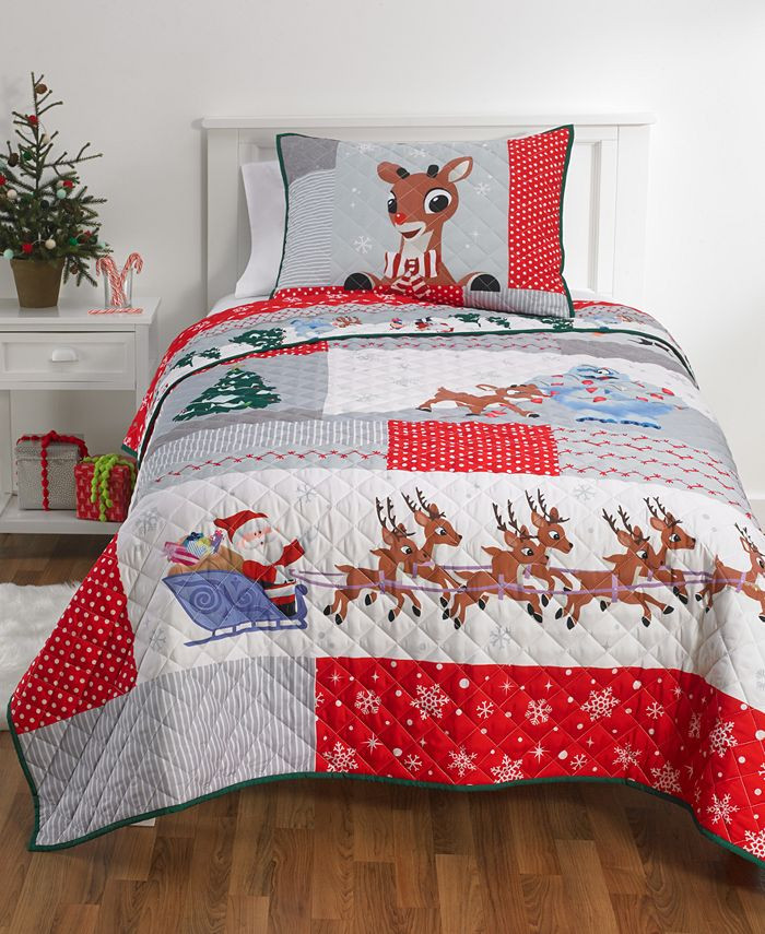 Rudolph the Red-Nosed Reindeer 3-Pc. Full/Queen Quilt Set & Reviews - Quilts & Bedspreads - Bed &... | Macys (US)