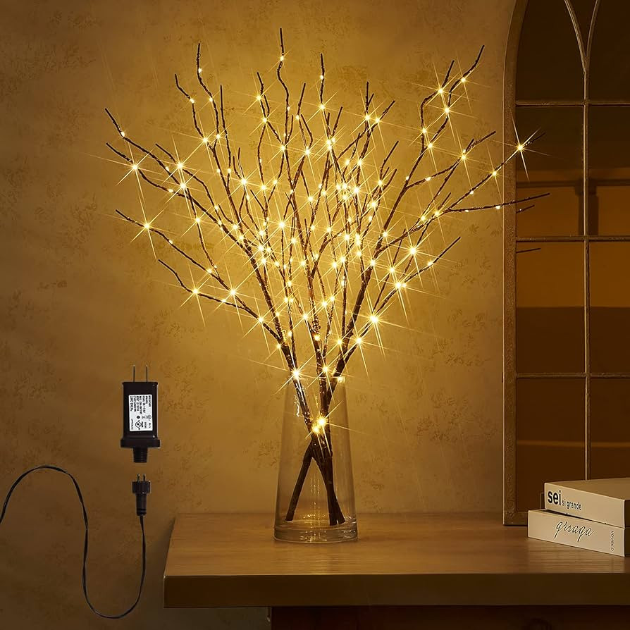 Fudios Lighted Branch Plug in with Timer Willow Branches with Fairy Lights for Vase Twig 32IN 150... | Amazon (US)