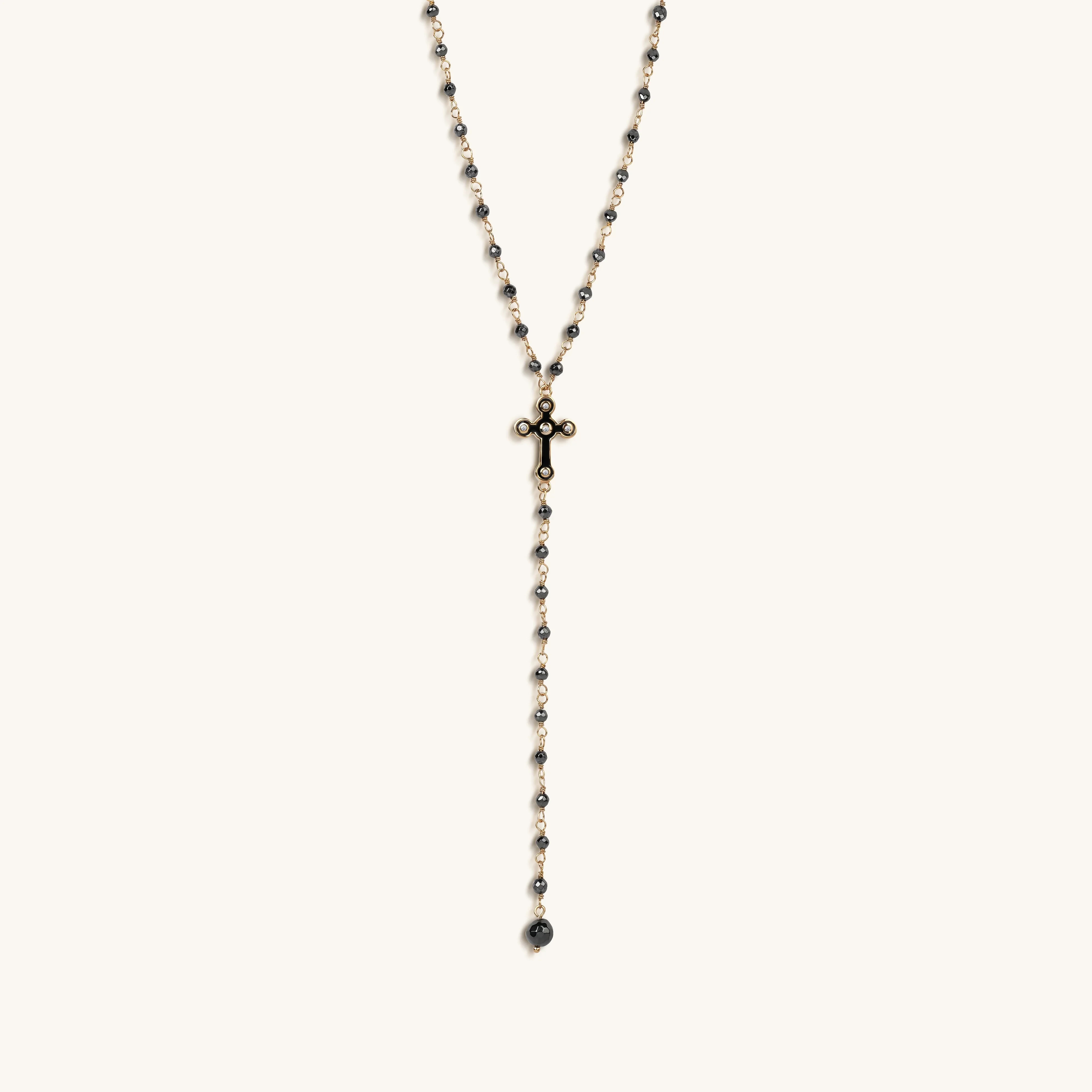 Unwavering Faith Cross - Hematite Rosary Necklace | Karma and Luck | Unique Spiritual Jewelry and... | Karma and Luck