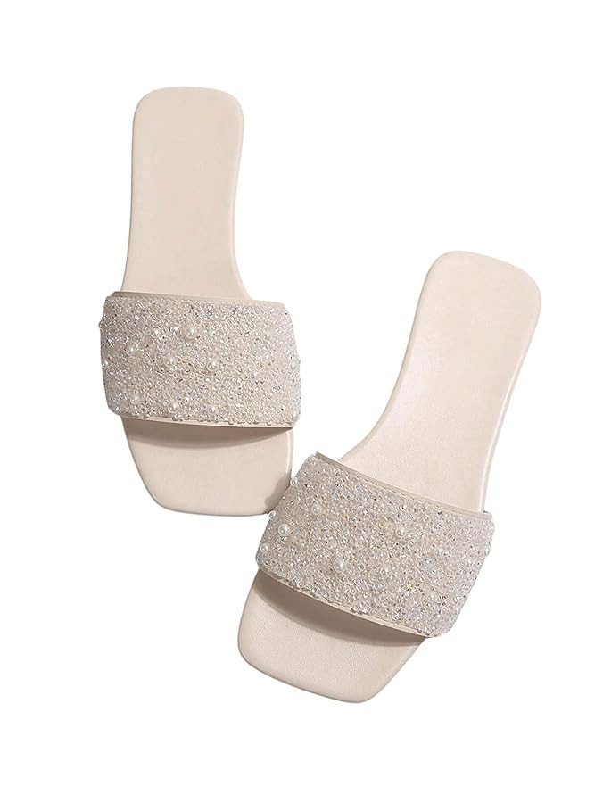 GORGLITTER Glitter Sandals Sparkly Sandals Casual Rhinestone Slides Bling Open Toe Sandals | Amazon (US)