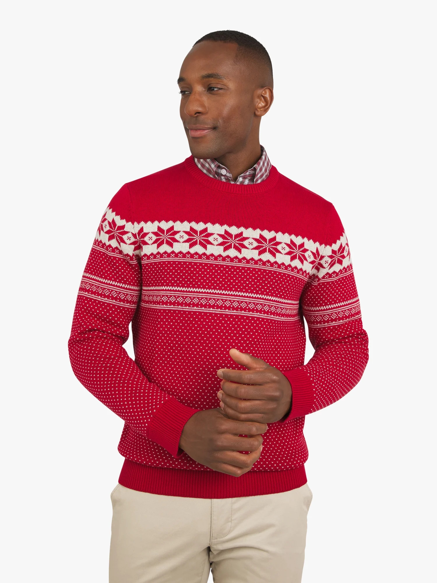 Chaps Men's & Big Men's Cotton Holiday Fairisle Crewneck Sweater, Sizes S-3XL | Walmart (US)