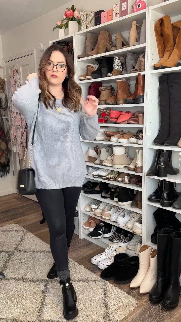 Winter ootd with cold shoulder sweater, faux leather pants, Chelsea boots - everything is true to size 

#LTKstyletip #LTKcurves