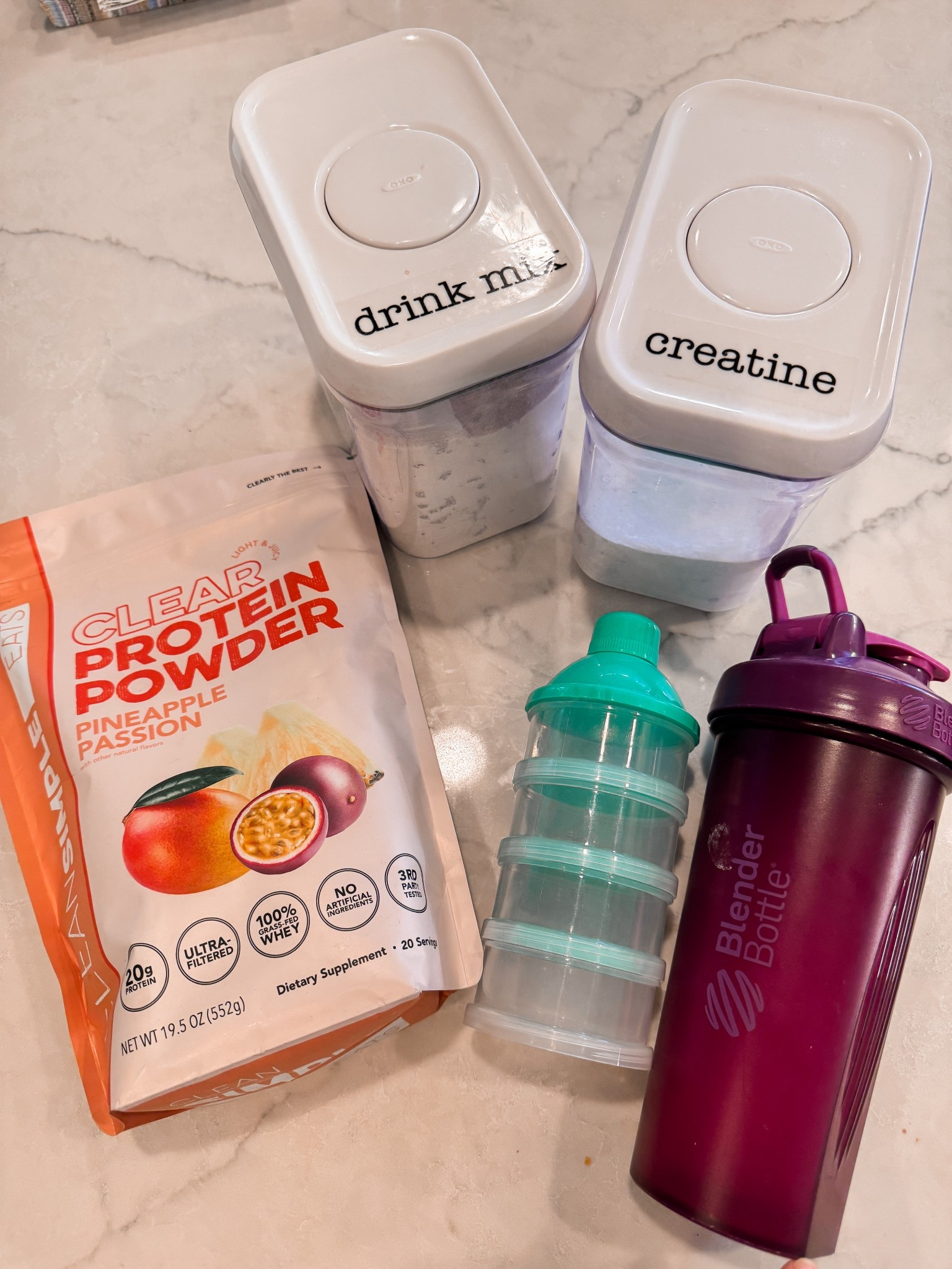 My go-to drink combo in the morning. 20 grams of protein + creatine!  Perfect to take to the gym  

#LTKmorningroutine #LTKselfcare