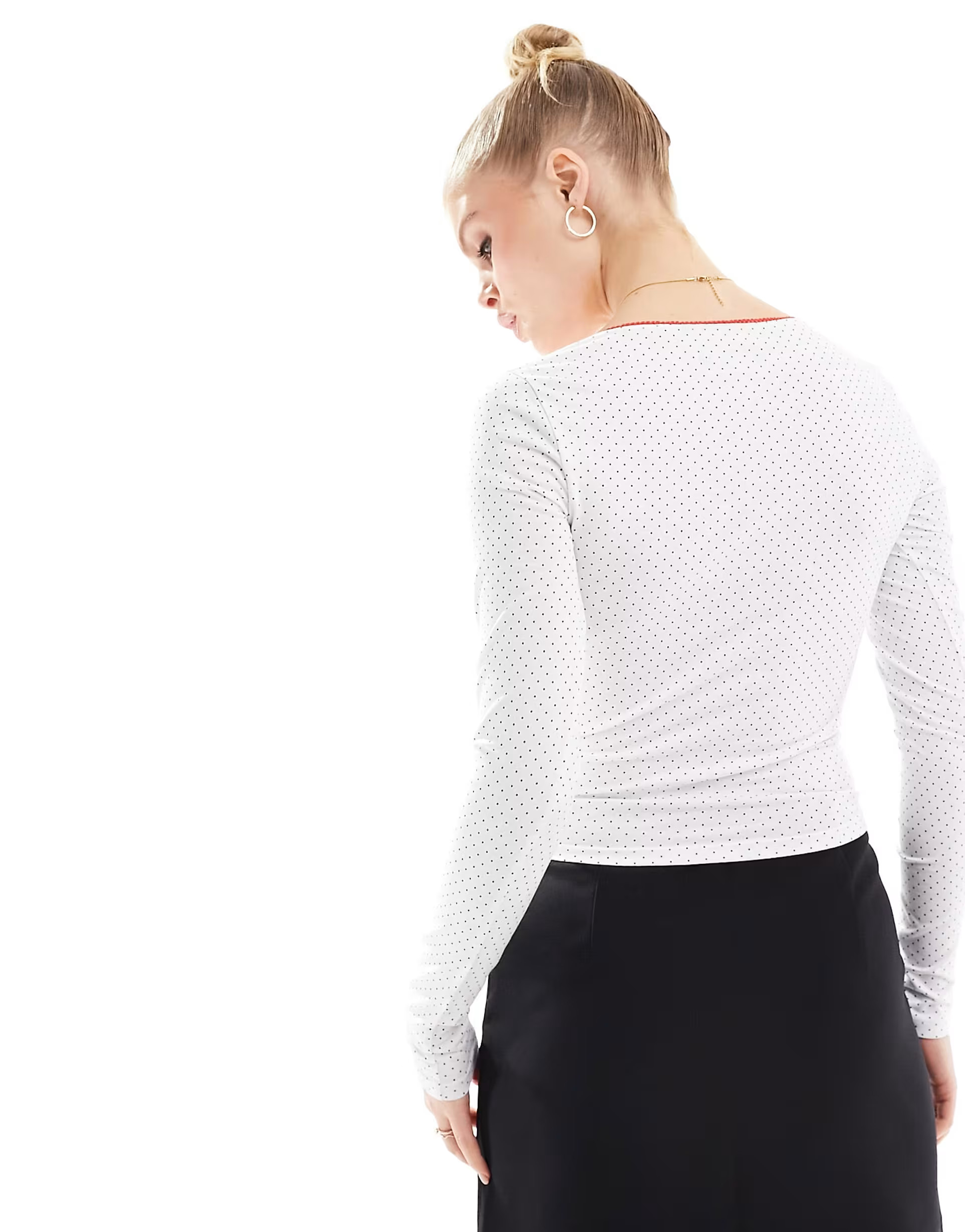 ASOS DESIGN contrast trim top in polka dot | ASOS (Global)