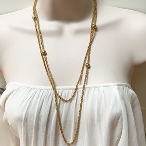 Vintage long gold beaded necklace | Poshmark