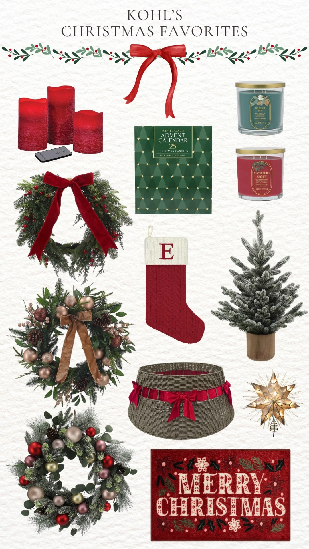 Christmas decorating just got cozier and cuter 🎄✨ From festive wreaths to classic tree skirts, battery operated candles that glow all season, and stockings that make the mantel feel complete, these favorites bring all the holiday charm. Rugs, tree toppers, and ceramic gingerbread houses add that magical finishing touch for a truly festive home. Christmas starts now with Christmas Decor Favorites from Kohl's! ❤️🕯️🎀 

 #LTKHoliday #LTKHome #LTKFindsUnder50