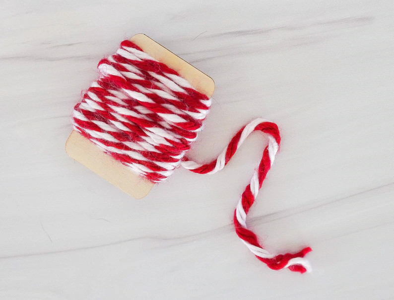 Old-fashioned Red White Yarn Ribbon / Gift Wrap Ribbon / Gift Packaging / Valentines Yarn / Gift ... | Etsy (US)