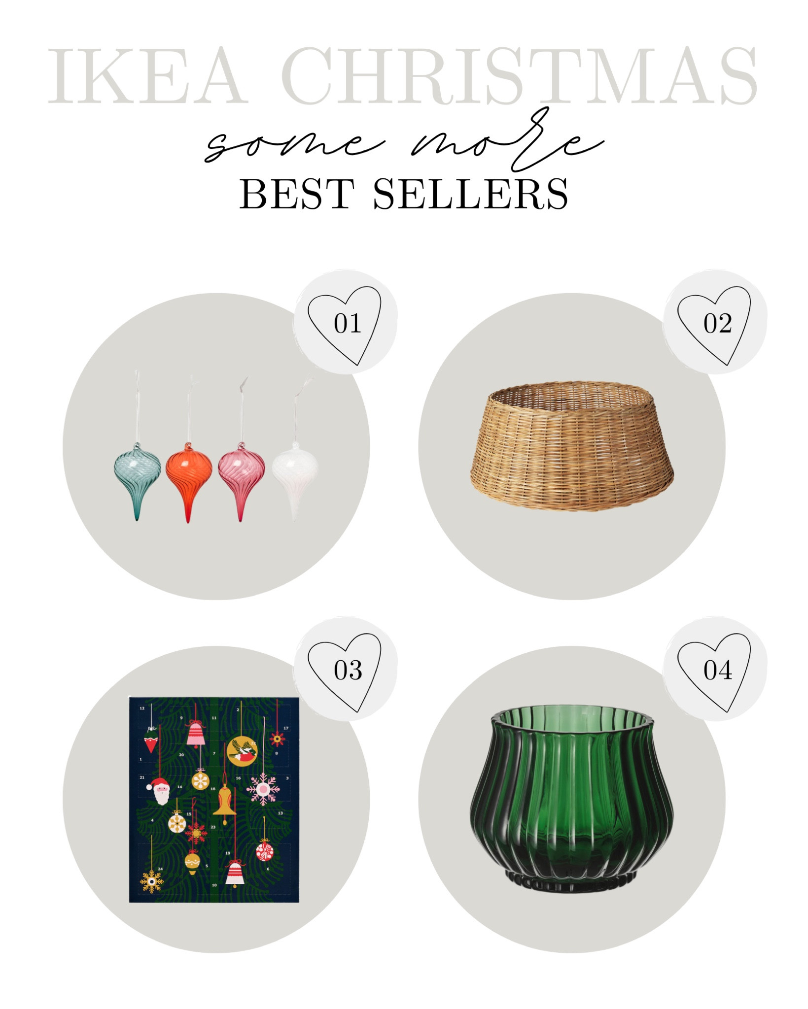 🎄✨ More IKEA Christmas Bestsellers You Need! ✨🎄

From elegant glass baubles to the perfect tree skirt, IKEA’s Christmas collection has everything you need to make your home holiday-ready! Don’t forget the popular VINTERSAGA advent calendar and their charming candle holders that add a warm glow to any space. These festive favorites are selling fast—shop now @ #LTKeurope to get your hands on the must-have pieces for a cozy, stylish Christmas! 🎅🏼 [For global shoppers, find similar gems at your nearest IKEA store. 🌎]

🛍️ Click to shop my top IKEA picks! #IKEAChristmas #HolidayDecor #ScandinavianStyle #ChristmasBestsellers

#LTKHome #LTKHoliday #LTKSeasonal