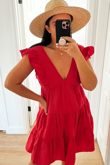 Red Dress A Fiery Love Red Dress wearing size small. Kendra Scott Ari Heart Gold Pendant Necklace. Chinese Laundry Women's Go on Super Suede Sandal size 9. Brixton Women's Joanna Hat
