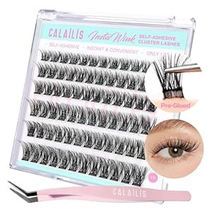 CALAILIS Self Adhesive Eyelashes 72Pcs D Curl Press on DIY CLuster lashes No Glue Needed Wispy La... | Amazon (US)