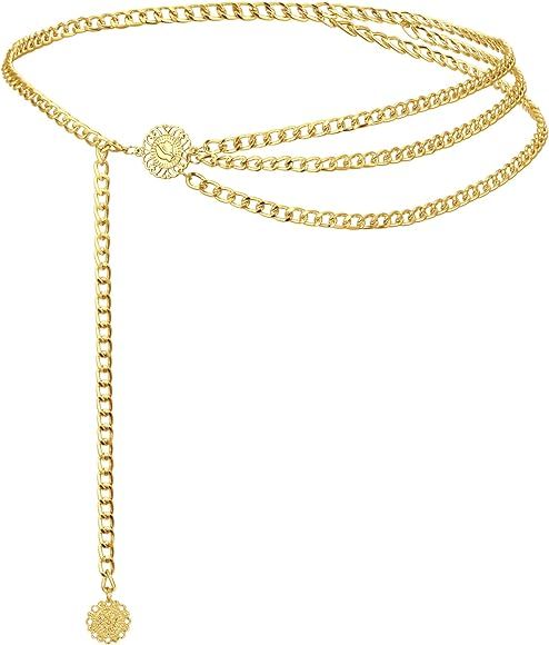 MODRSA Chain Belt Chain Silver Chain Belt Gold Chain Belt with Chain Sunflower Butterfly Waist Ch... | Amazon (US)