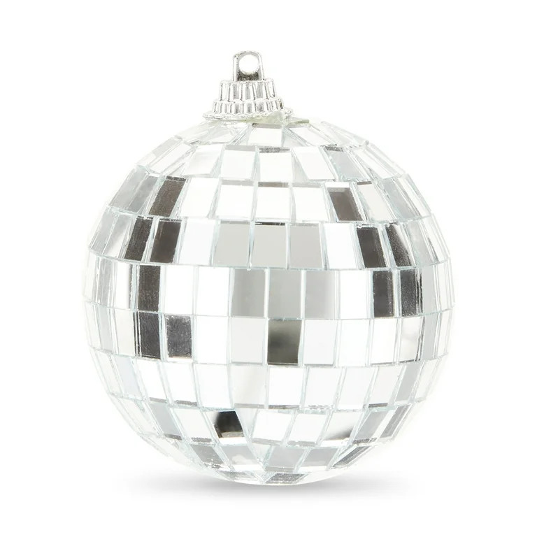 Silver Disco Ball Christmas Ornaments, 6 Count, 0.08 kg, by Holiday Time | Walmart (US)