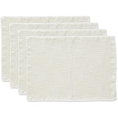 DII Linen Tabletop Collection Machine Washable, Placemat Set, 14.5x20.5, Cream, 4 Piece | Amazon (US)