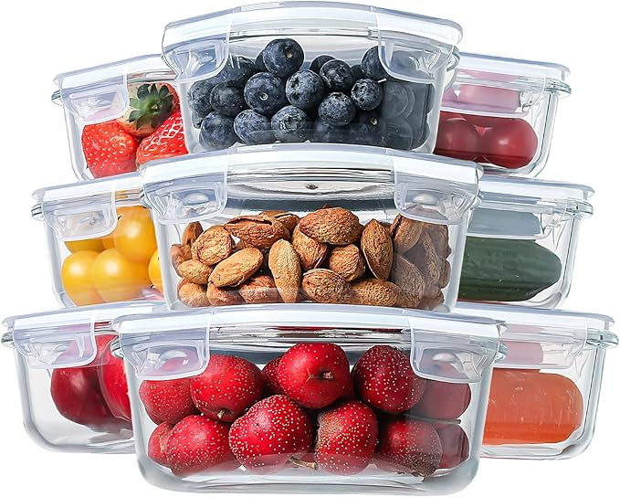 HOMBERKING Glass Food Storage Containers with Lids, [18 Piece] Meal Prep Containers, Airtight Lun... | Amazon (US)
