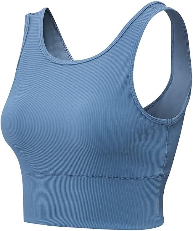 Workout Crop Tank Tops for Women Sleeveless Sports Basic Shirts Fitness Yoga Reversible Ribbed Su... | Amazon (US)