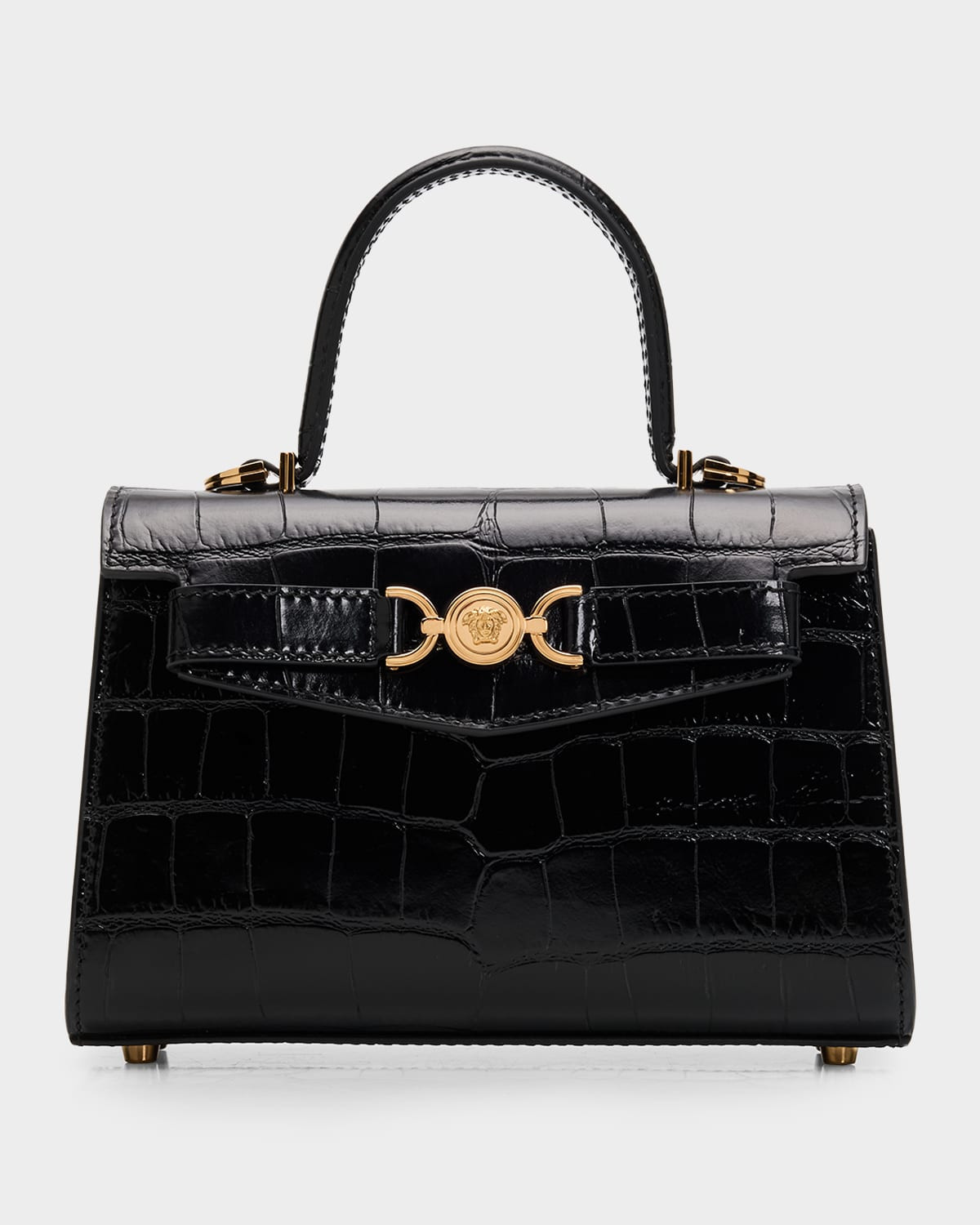 Medusa '95 Croc-Embossed Leather Top-Handle Bag | Neiman Marcus