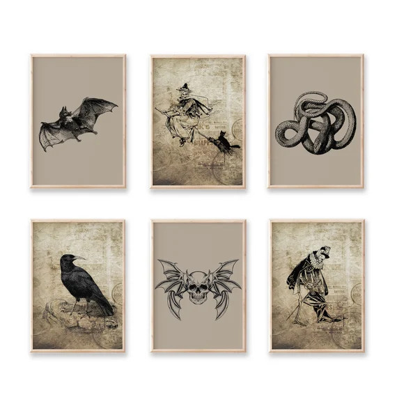 Halloween Poster for Halloween Wall Decor, Halloween Bundle, Vintage Halloween Prints, Gothic Art... | Etsy (US)