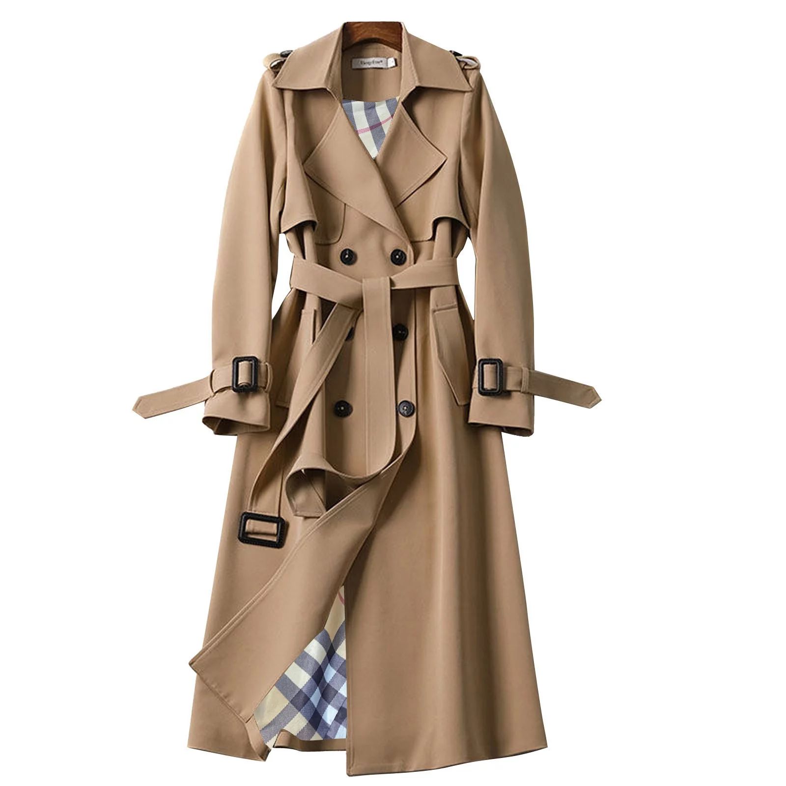 Babysbule Tops for Women Clearance Women Overcoat Solid Slim Fit Coat Jacket Long Outerwear Windb... | Walmart (US)