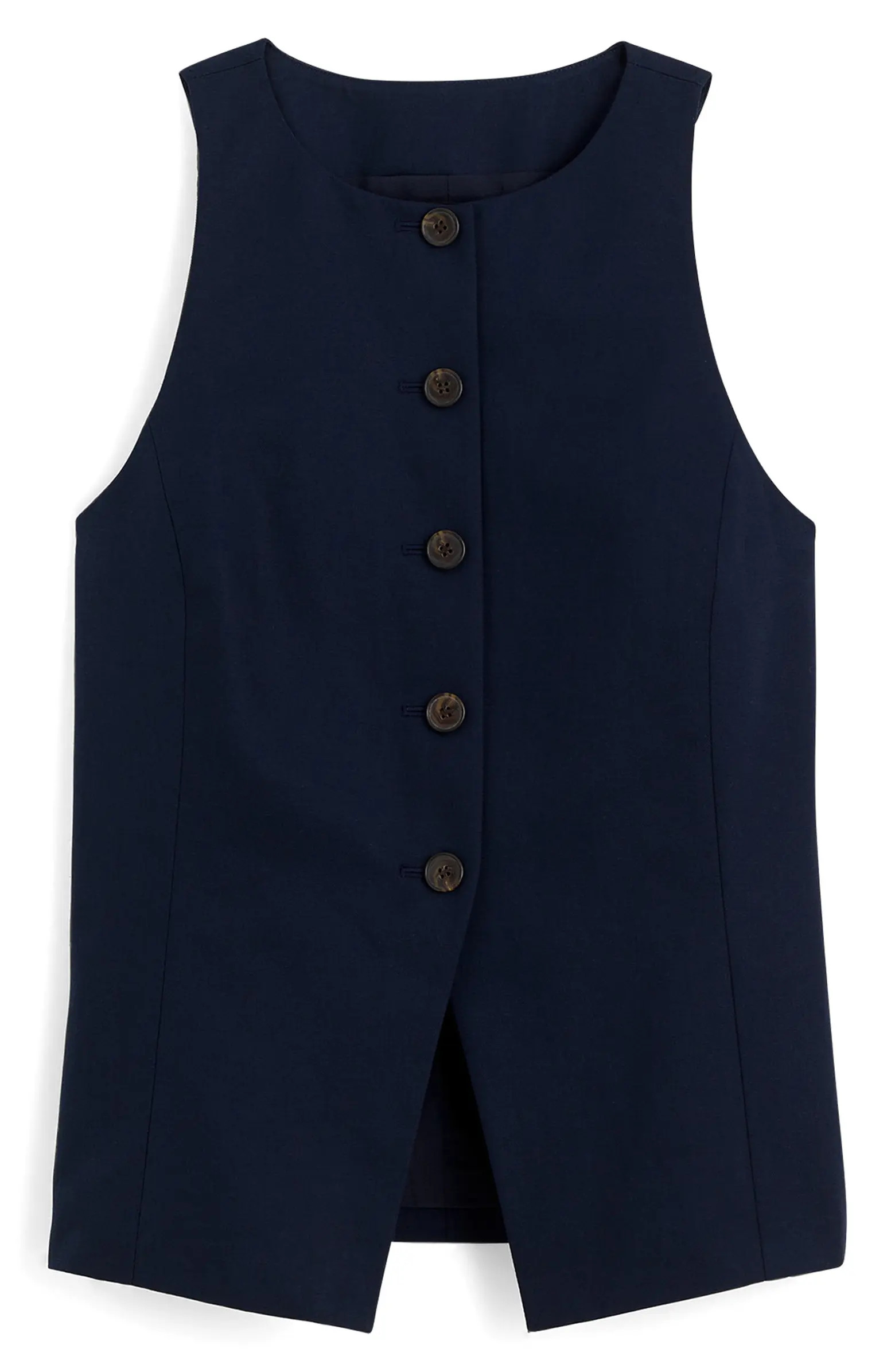 Madewell Crewneck Cutaway Drapey Twill Vest | Nordstrom | Nordstrom