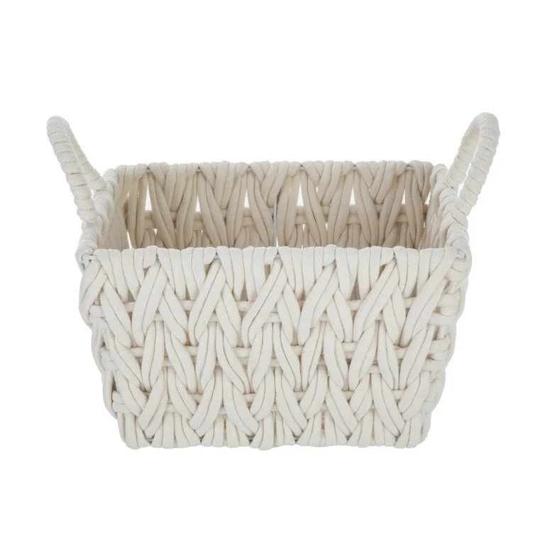 Better Homes & Gardens Medium White Woven Rope Decorative Storage Basket with Handles, 14.3 in x ... | Walmart (US)
