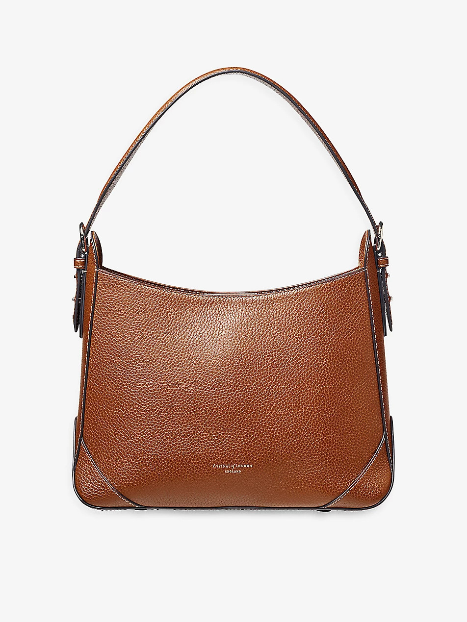 Hobo logo-print grained-leather shoulder bag | Selfridges