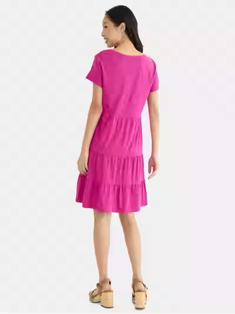 Time and Tru Women's and Women's Plus Tiered Cotton Mini Dress, Sizes XS-4X | Walmart (US)