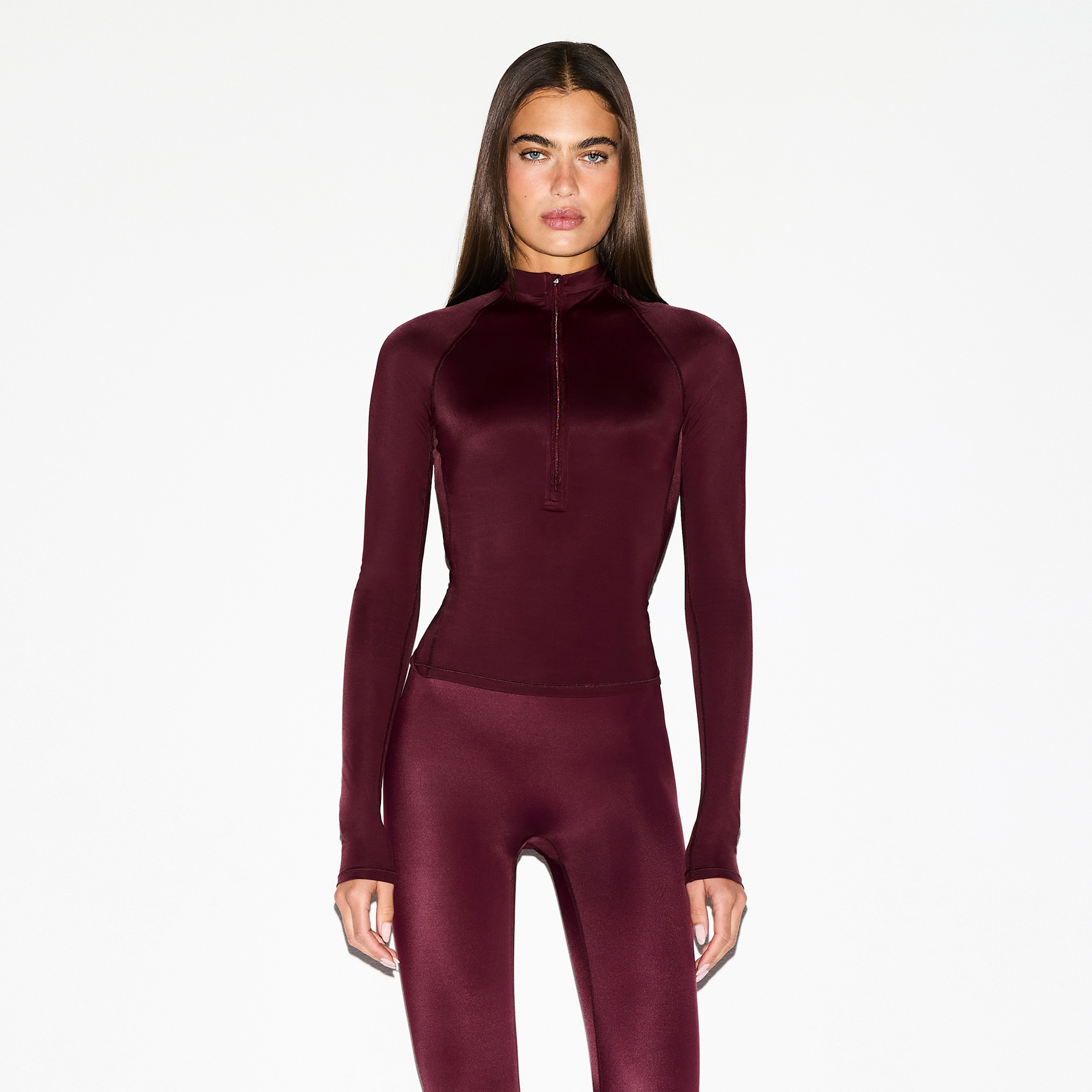 Nike Women's SKIMS Shine Long-Sleeve Half-Zip Top in Red | TPZUP7350W-CUR | Nike (US)