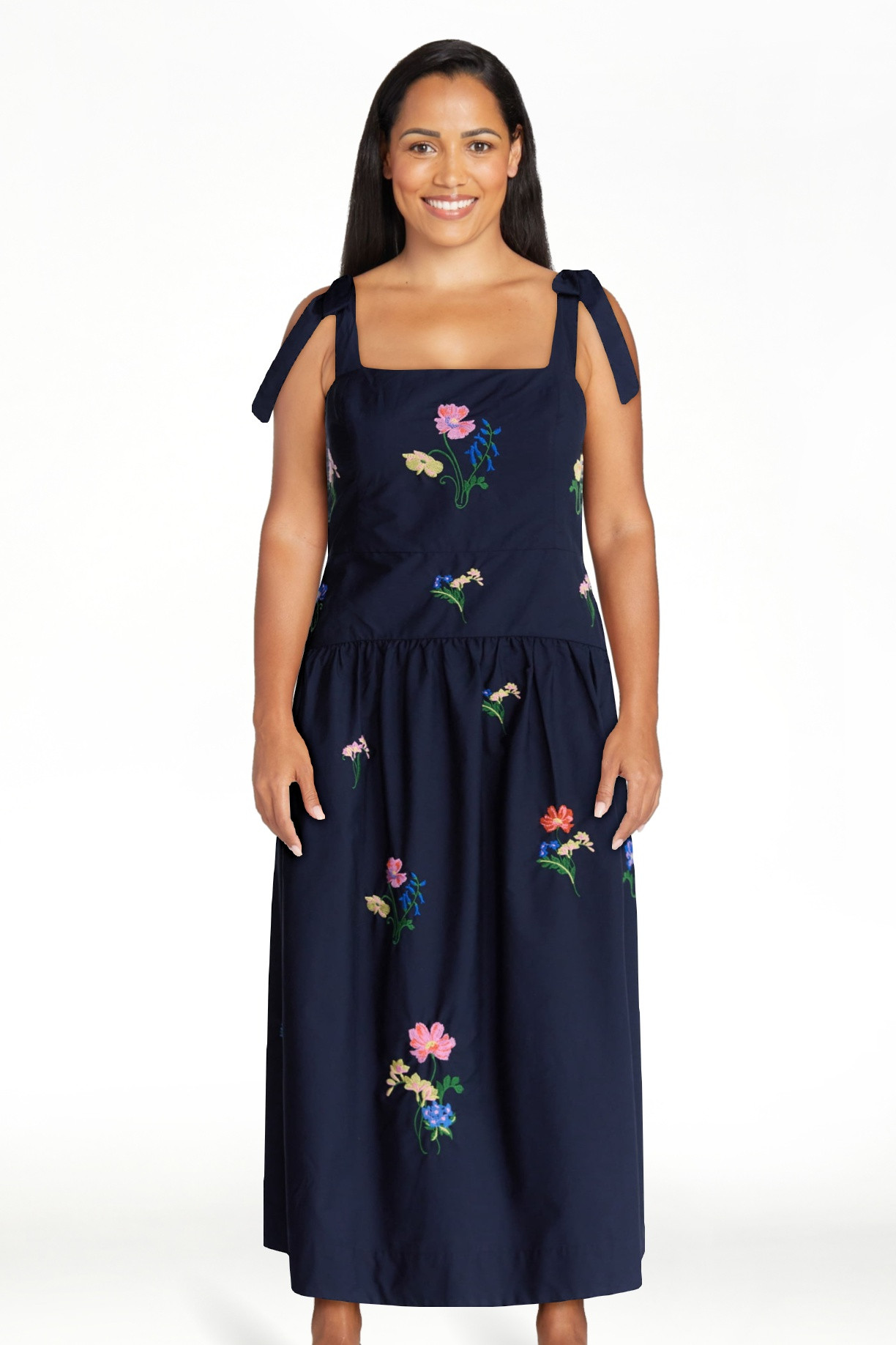 Free Assembly Women's and Women's Plus Embroidered Cotton Sleeveless Maxi Dress, Sizes XS-4X | Walmart (US)