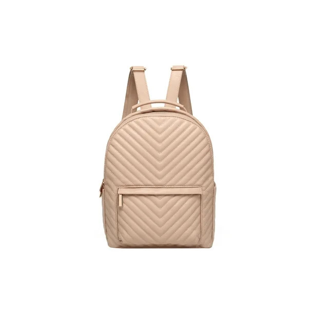 Daisy Rose Quilted Backpack Bag - Luxury PU Vegan Leather - Beige | Walmart (US)