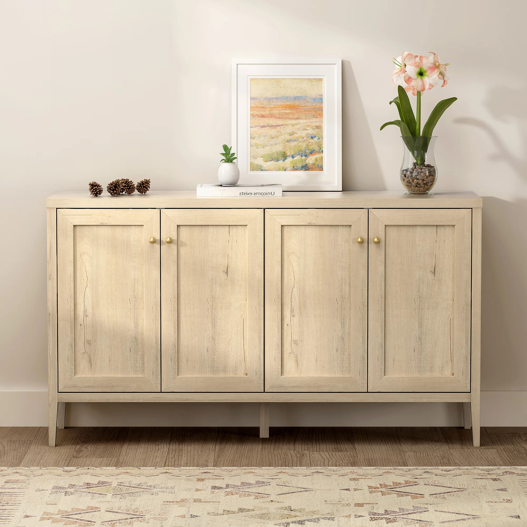 Farmhouse Storage Cabinet With 4 Doors | Wayfair North America