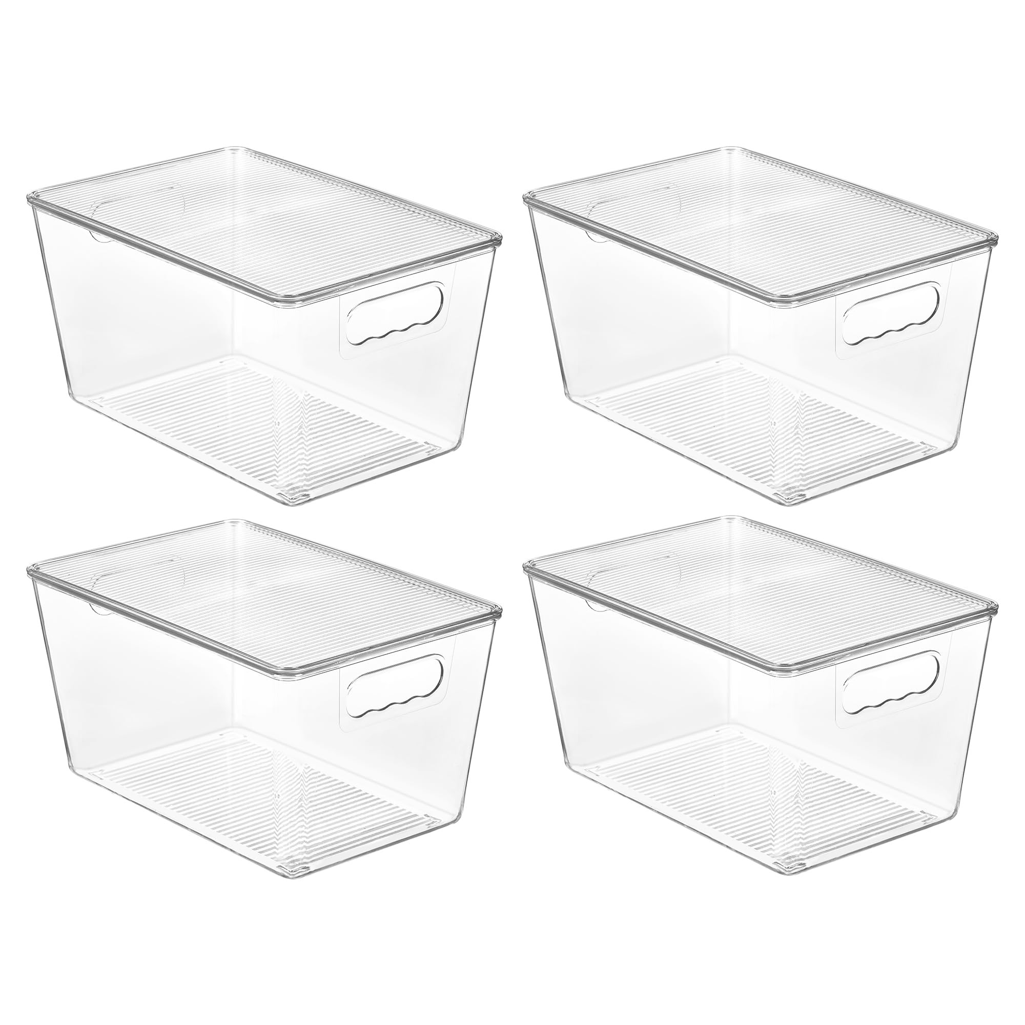 Vtopmart 4 Pack Clear Stackable Storage Bins with Lids, Large Plastic Containers with Handle for ... | Amazon (US)