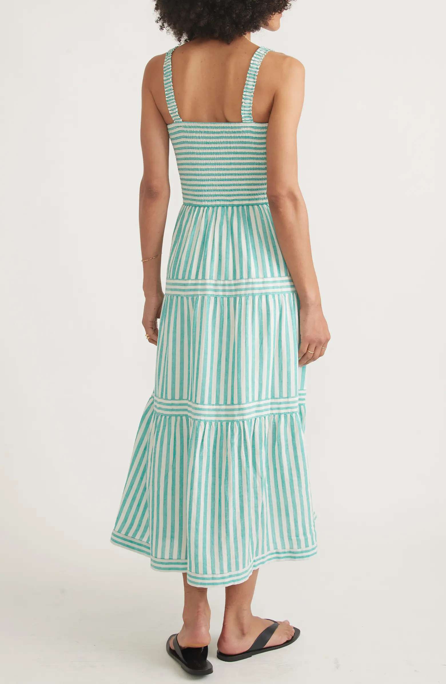 Marine Layer Selene Stripe Smocked Tiered Midi Sundress | Nordstrom | Nordstrom