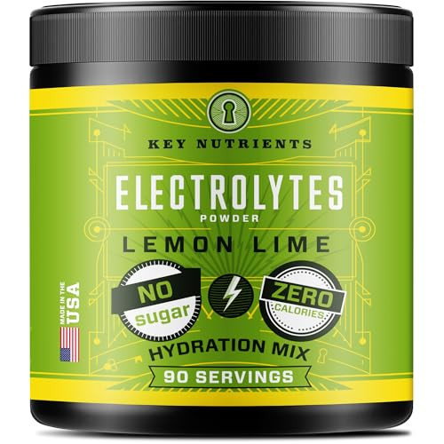 KEY NUTRIENTS Multivitamin Electrolytes Powder No Sugar - Refreshing Lemon Lime Electrolyte - Endurance & Energy Supplement - Hydration Powder - No Calories - 90 Servings - Made in USA | Amazon (US)
