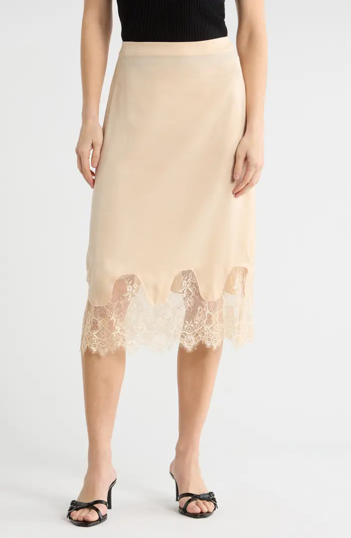 NSR Satin Lace Midi Skirt | Nordstromrack | Nordstrom Rack