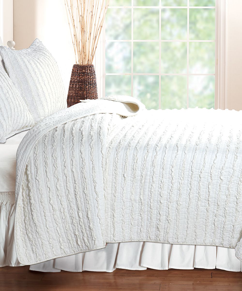 Snowy White Ruffle Quilt Set | zulily