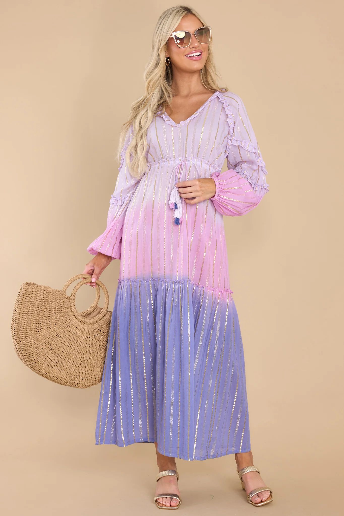 More Than Luck Striped Purple Maxi Dress | Red Dress 