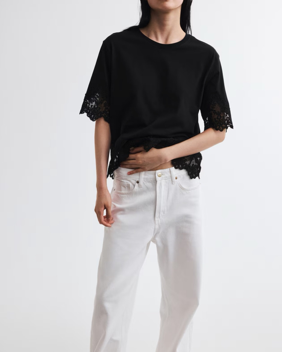 Lace trim tee shirt - comes in black, white, and burgundy

#LTKSeasonal