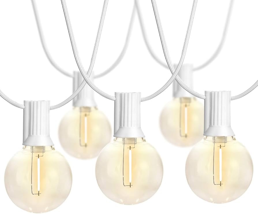 SUNTHIN Outdoor White String Lights, 27FT White Patio Lights with 14 G40 Shatterproof LED Bulbs(1... | Amazon (US)
