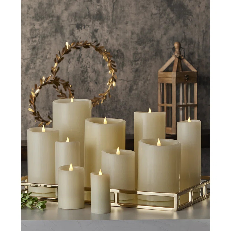 Symple Stuff Classic Real Wax Body Flickering Flameless Battery Powered LED Pillar Candle & Revie... | Wayfair North America