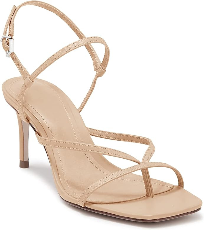 PiePieBuy Womens Square Toe Heeled Sandals Thong Criss Cross Ankle Strap Stiletto Heel Wedding Dr... | Amazon (US)