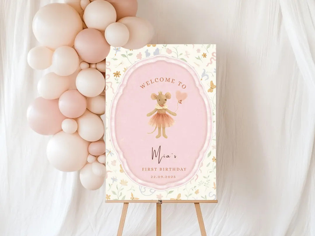 Maileg Mouse Birthday Welcome Sign Template, Little Mouse Birthdaythemed Decor,editable and Print... | Etsy (US)
