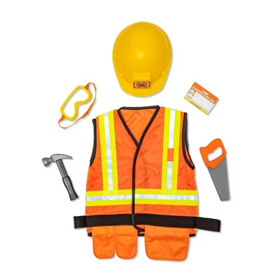 Melissa & Doug Construction Worker Role Play Costume Dress-Up Set (6pc): Toddler Costume Apparel ... | Target
