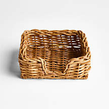 Alford Square Woven Rattan Napkin Holder | Crate & Barrel | Crate & Barrel