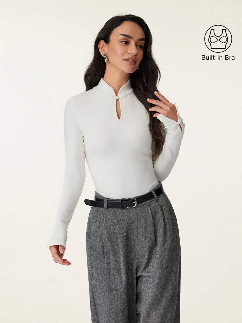 Mandarin Collar Frog Button Brami Top | OGLmove