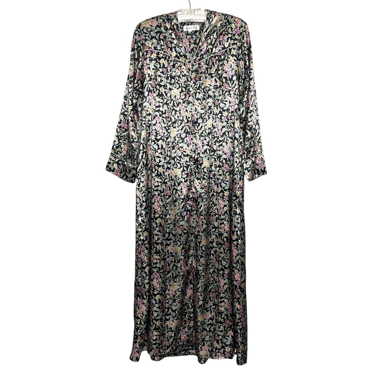 Vintage Christian Dior Satin Floral House Dress Long... | Depop | Depop US