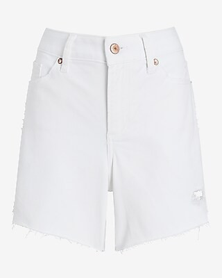 Curvy Conscious Edit Mid Rise White Boyfriend Jean Shorts | Express